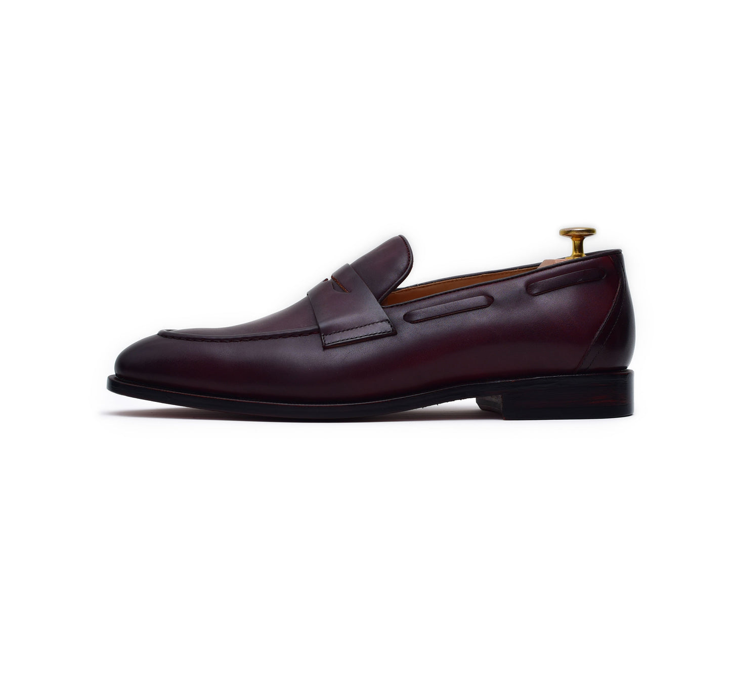 Carrera - Burgundy Calf Penny Loafers-5