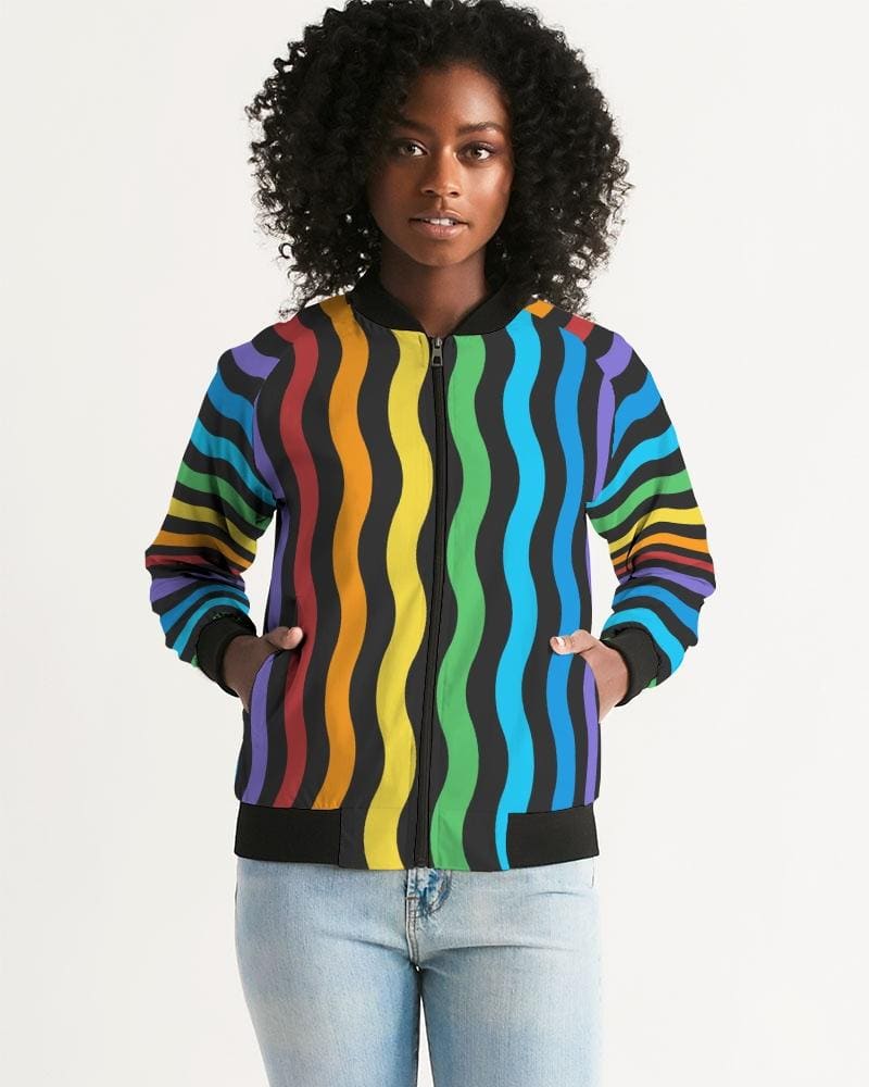 Rainbow Stripe Style, Classic Womens Bomber Jacket-2