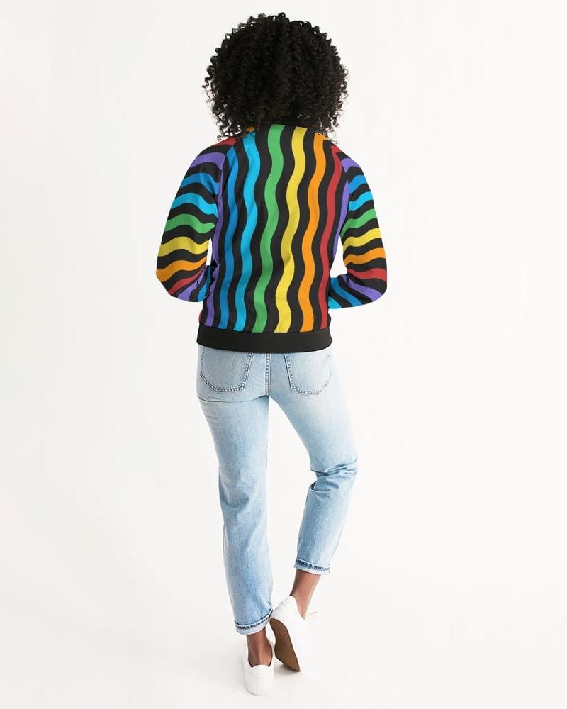 Rainbow Stripe Style, Classic Womens Bomber Jacket-3