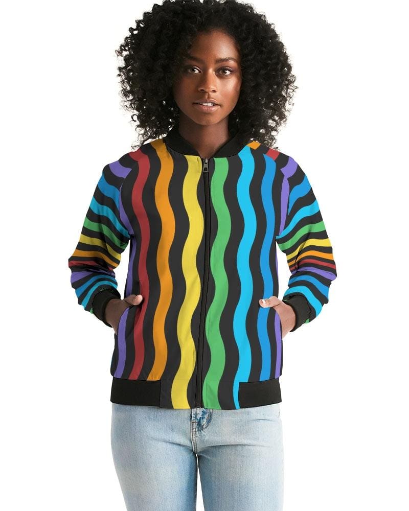 Rainbow Stripe Style, Classic Womens Bomber Jacket-0