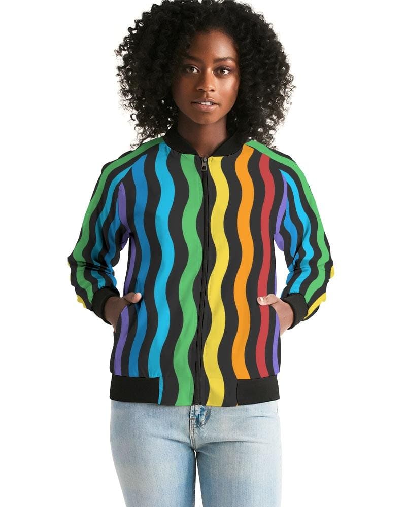 Rainbow Stripe Style, Womens Bomber Jacket-0