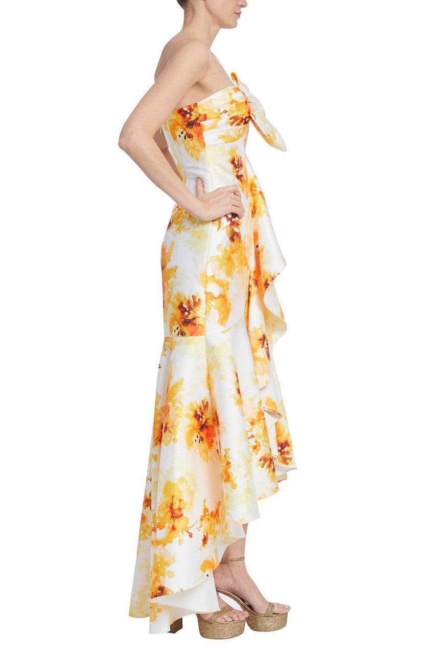 Badgley Mischka strapless floral high-low mermaid dress-1