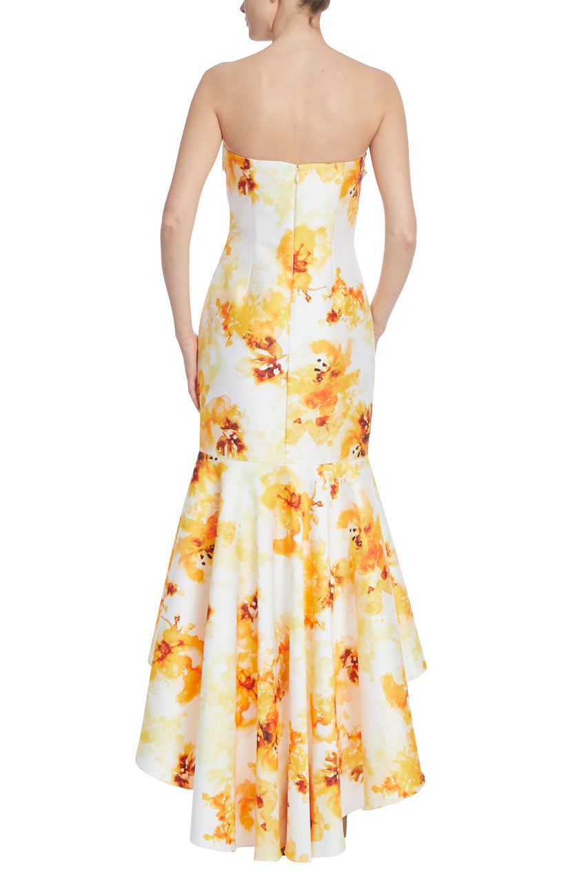 Badgley Mischka strapless floral high-low mermaid dress-2