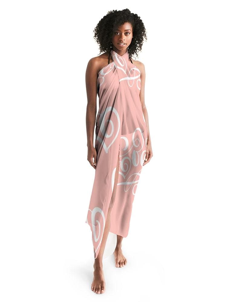 Sheer Soft Pink Swimsuit Cover Up, Love Word Art Illustration-0