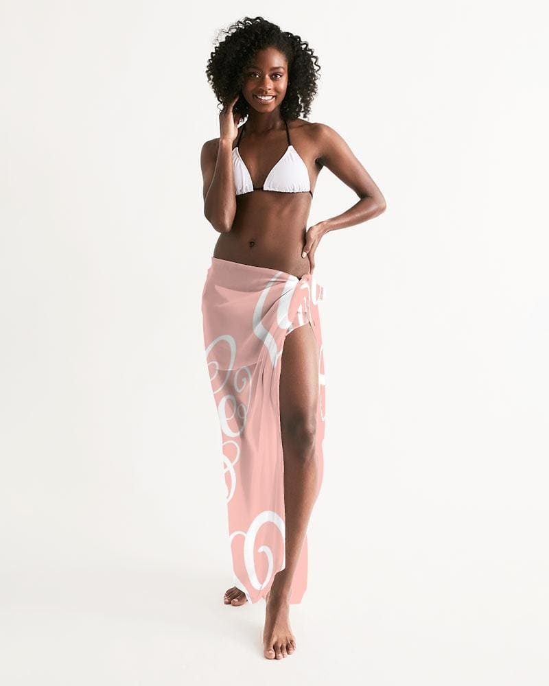 Sheer Soft Pink Swimsuit Cover Up, Love Word Art Illustration-4