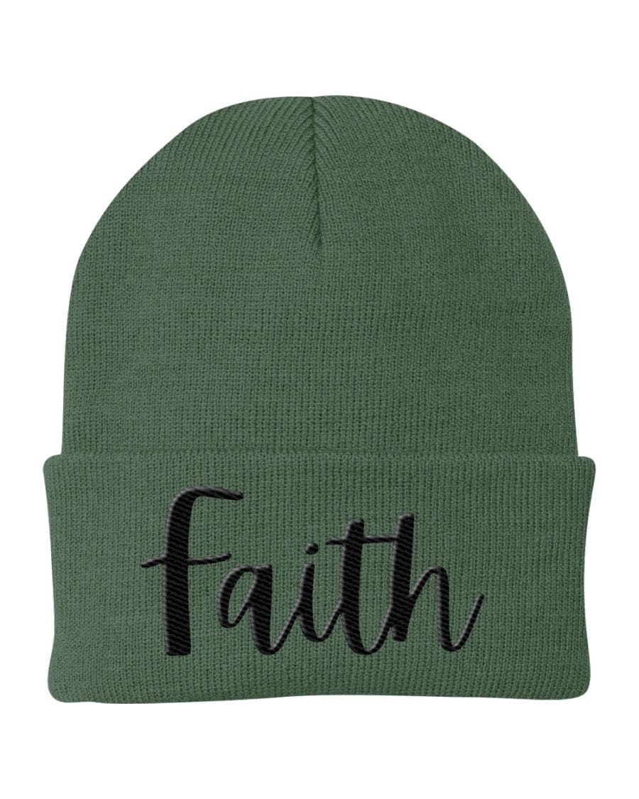 Beanie Knit Cap - Faith Embroidered Graphic Hat-3