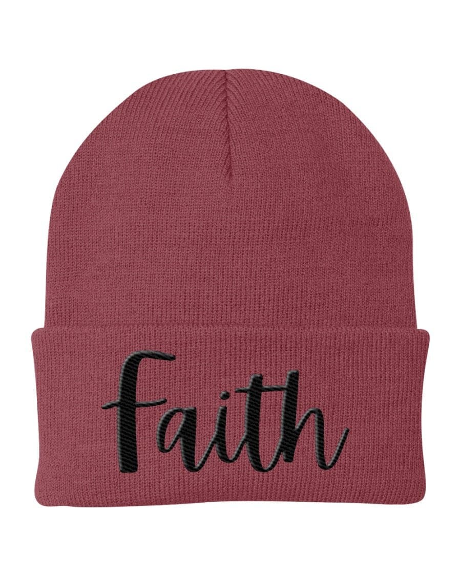 Beanie Knit Cap - Faith Embroidered Graphic Hat-10