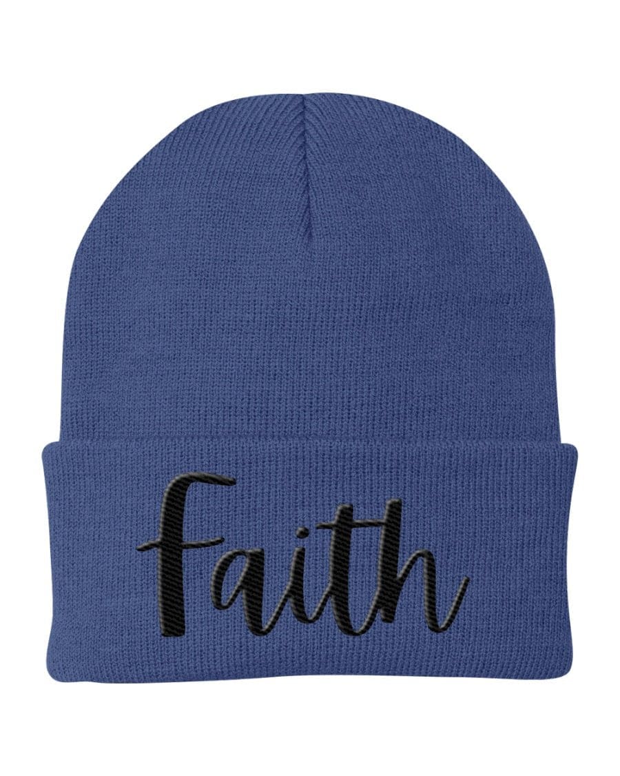 Beanie Knit Cap - Faith Embroidered Graphic Hat-0