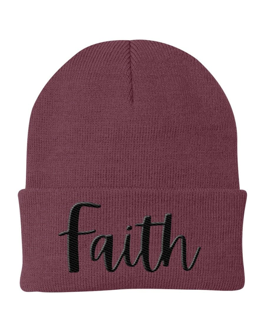 Beanie Knit Cap - Faith Embroidered Graphic Hat-9