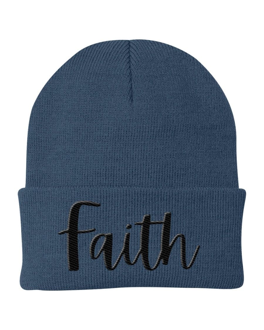 Beanie Knit Cap - Faith Embroidered Graphic Hat-1