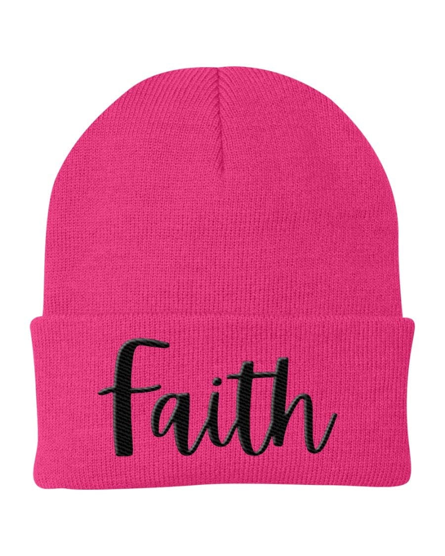 Beanie Knit Cap - Faith Embroidered Graphic Hat-8