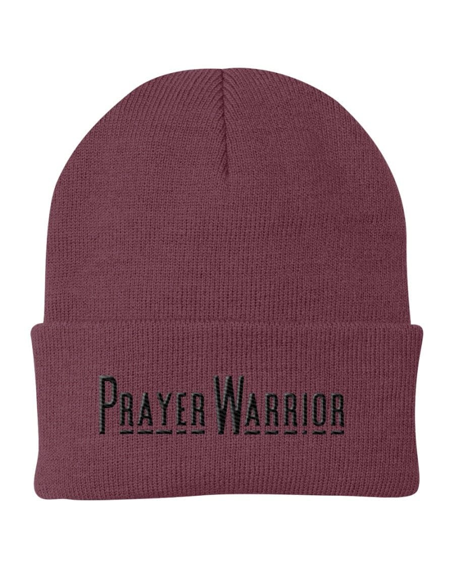 Beanie Knit Hat, Prayer Warrior Embroidered Hat-3