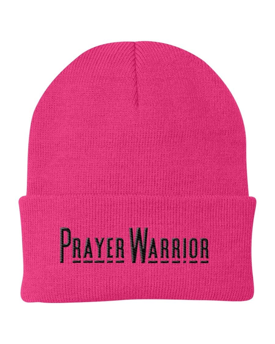 Beanie Knit Hat, Prayer Warrior Embroidered Hat-2