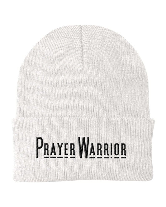 Beanie Knit Hat, Prayer Warrior Embroidered Hat-0