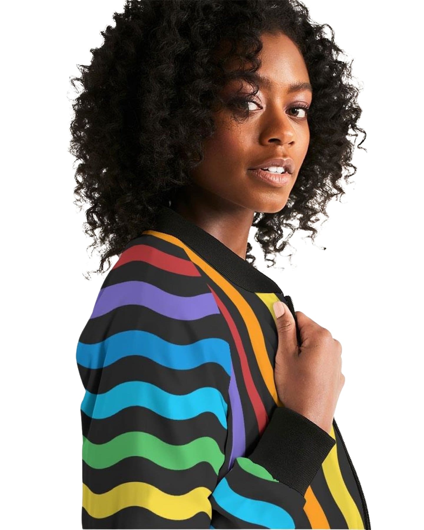 Rainbow Stripe Style, Classic Womens Bomber Jacket-1