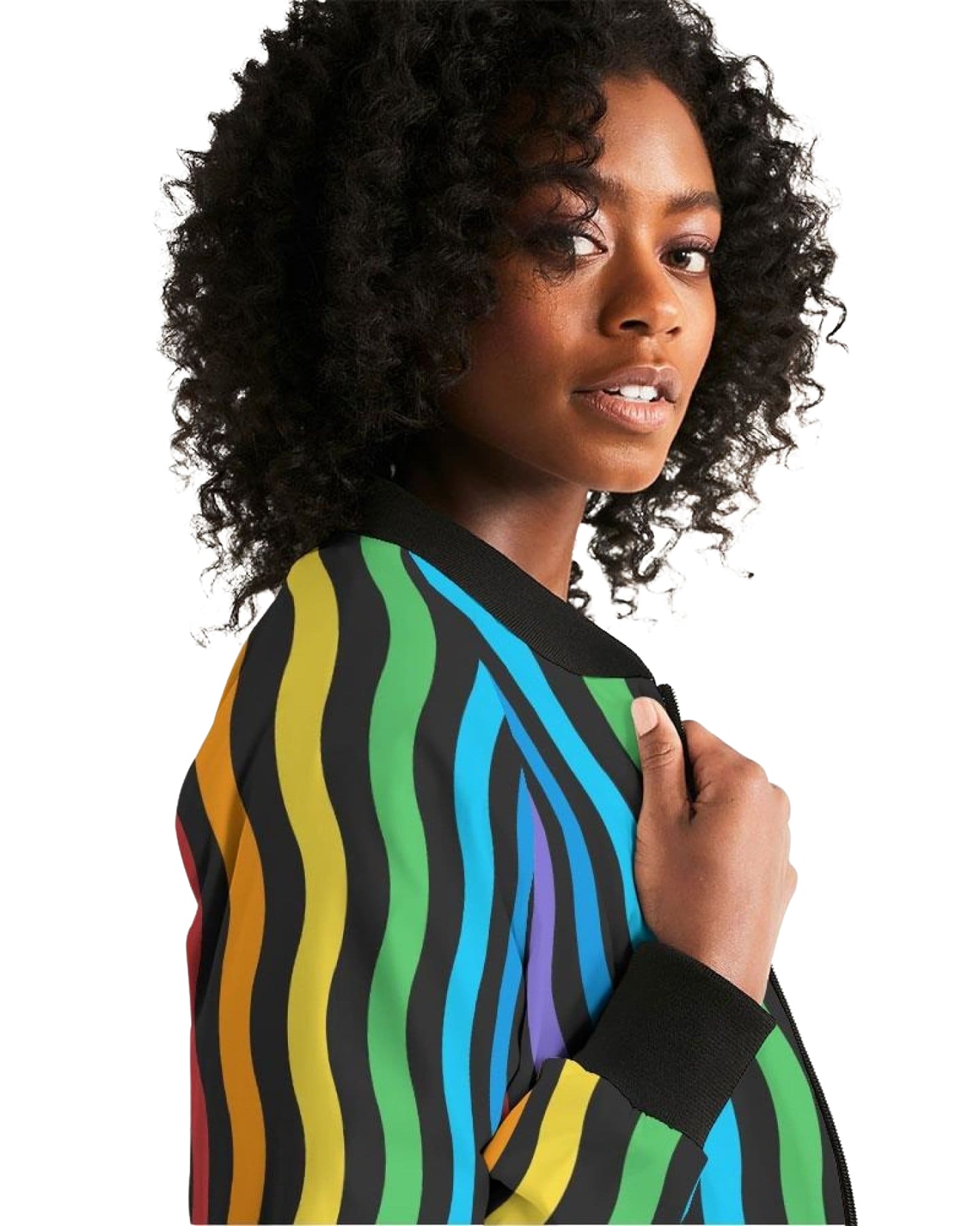 Rainbow Stripe Style, Womens Bomber Jacket-1