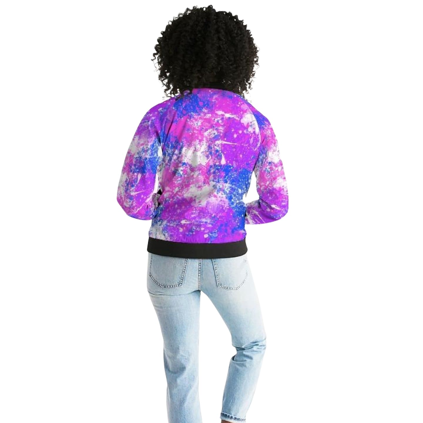 Womens Jackets, Cotton Candy Purple Style Bomber Jacket-4