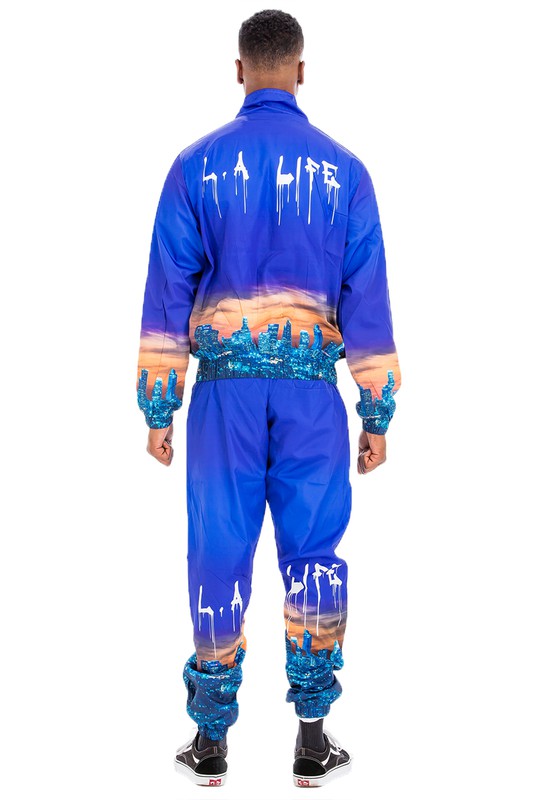 NYC Life LA Print Windbreaker Track Suit - Scarvesnthangs