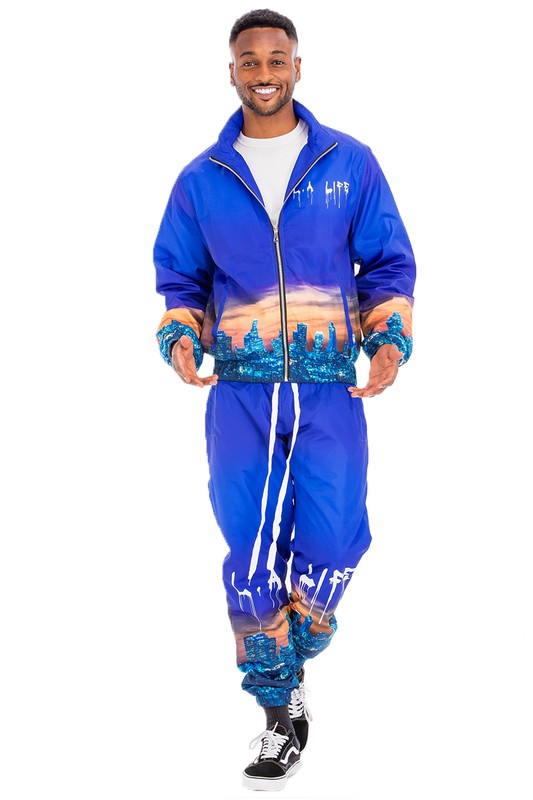 NYC Life LA Print Windbreaker Track Suit - Scarvesnthangs