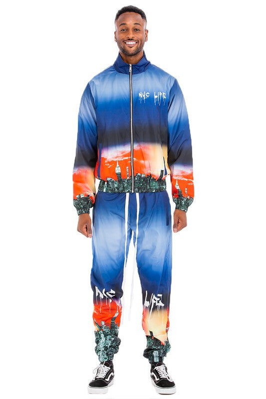 NYC Life LA Print Windbreaker Track Suit - Scarvesnthangs