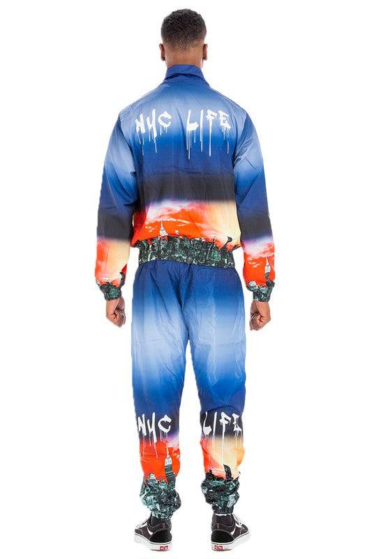 NYC Life LA Print Windbreaker Track Suit - Scarvesnthangs