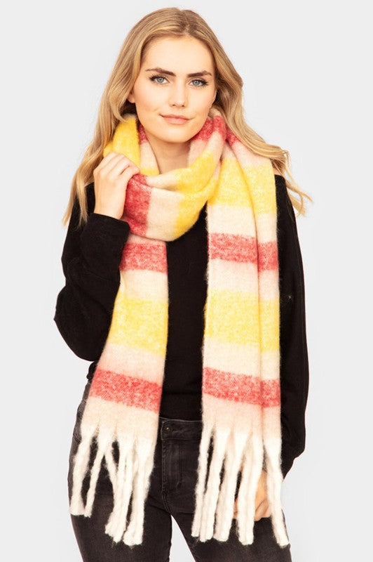 Striped Fringe Oblong Scarf - Scarvesnthangs