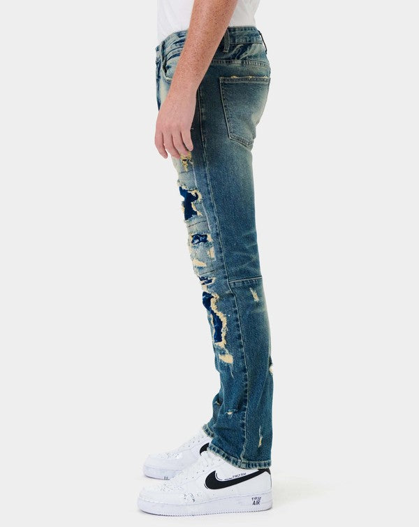 Boro Repair Straight Denim - Scarvesnthangs