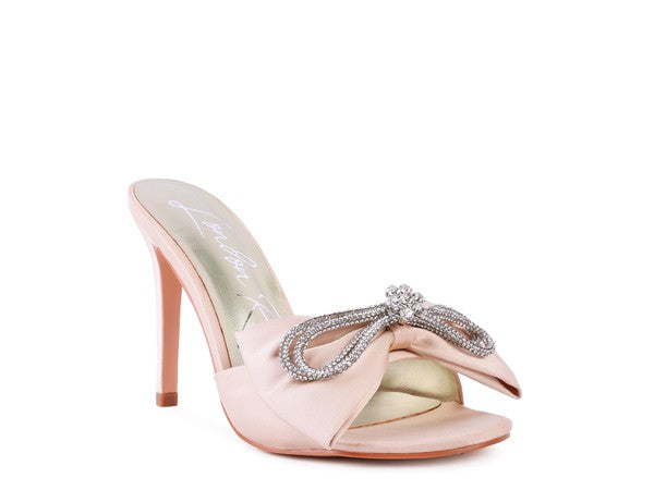 BRAG IN Crystal Bow Satin High Heeled Sandals - Scarvesnthangs