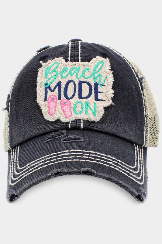 Beach MODE ON Message  Back Vintage Baseball Cap - Scarvesnthangs