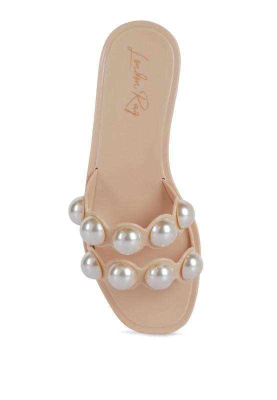 Pearla Faux Pearl Detail Jelly Flats - Scarvesnthangs
