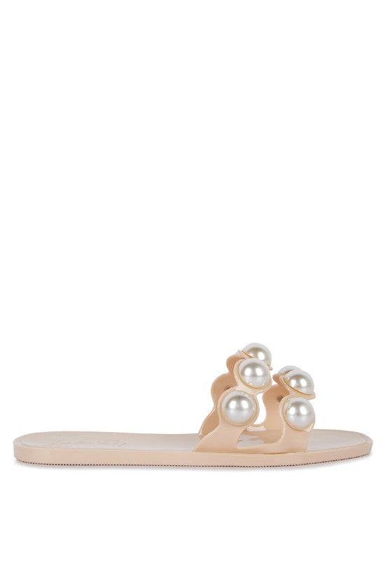 Pearla Faux Pearl Detail Jelly Flats - Scarvesnthangs