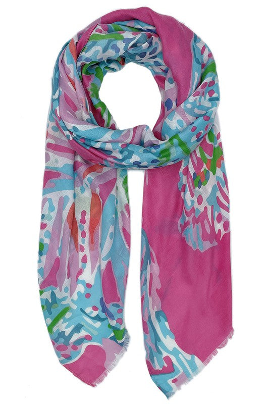 Colorful Abstract Floral Print Scarf - Scarvesnthangs
