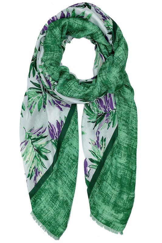 Solid Palm Leaves Print Scarf - Scarvesnthangs