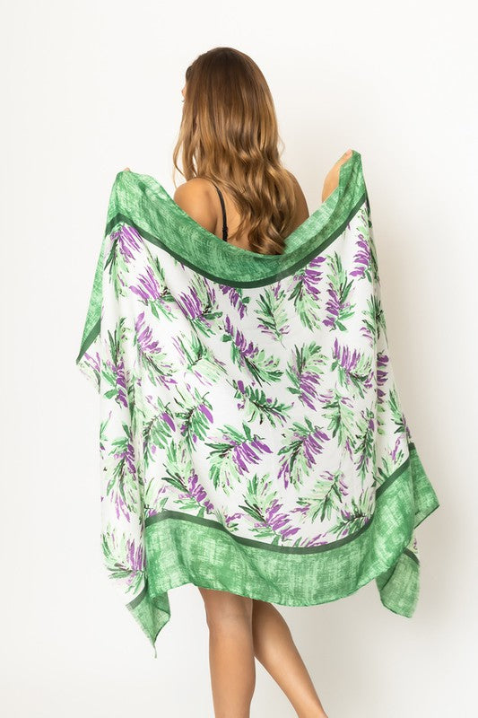 Solid Palm Leaves Print Scarf - Scarvesnthangs