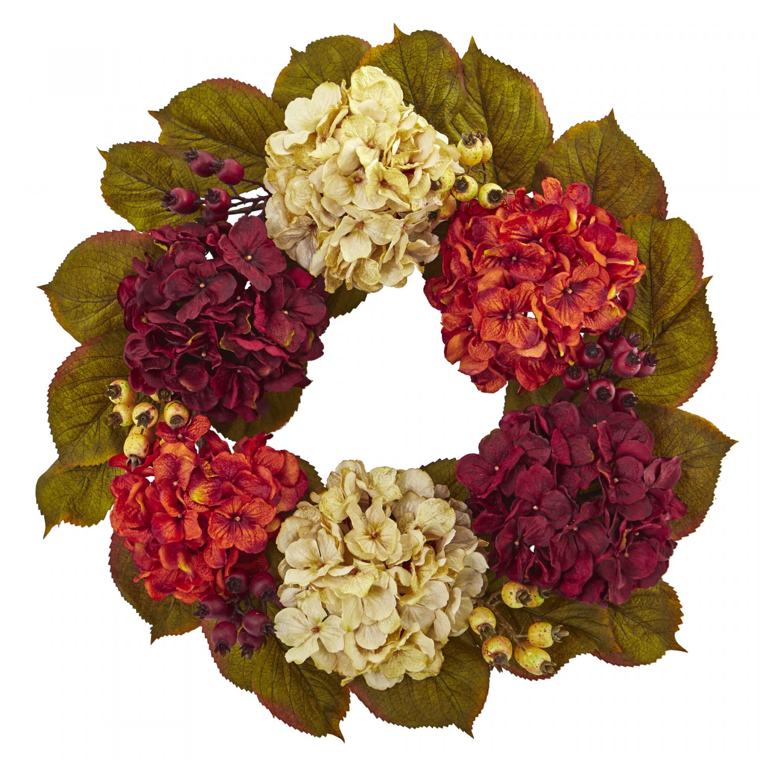 20” Hydrangea Berry Artificial Wreath - Scarvesnthangs