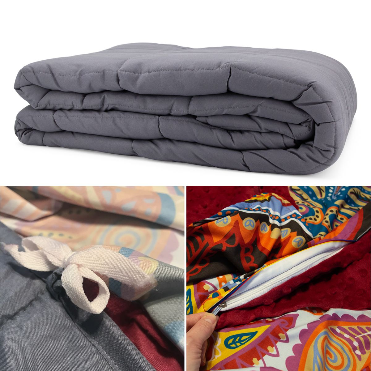 20lb Weighted Blanket, Removable Duvet Cover, Case - Queen Size - Scarvesnthangs