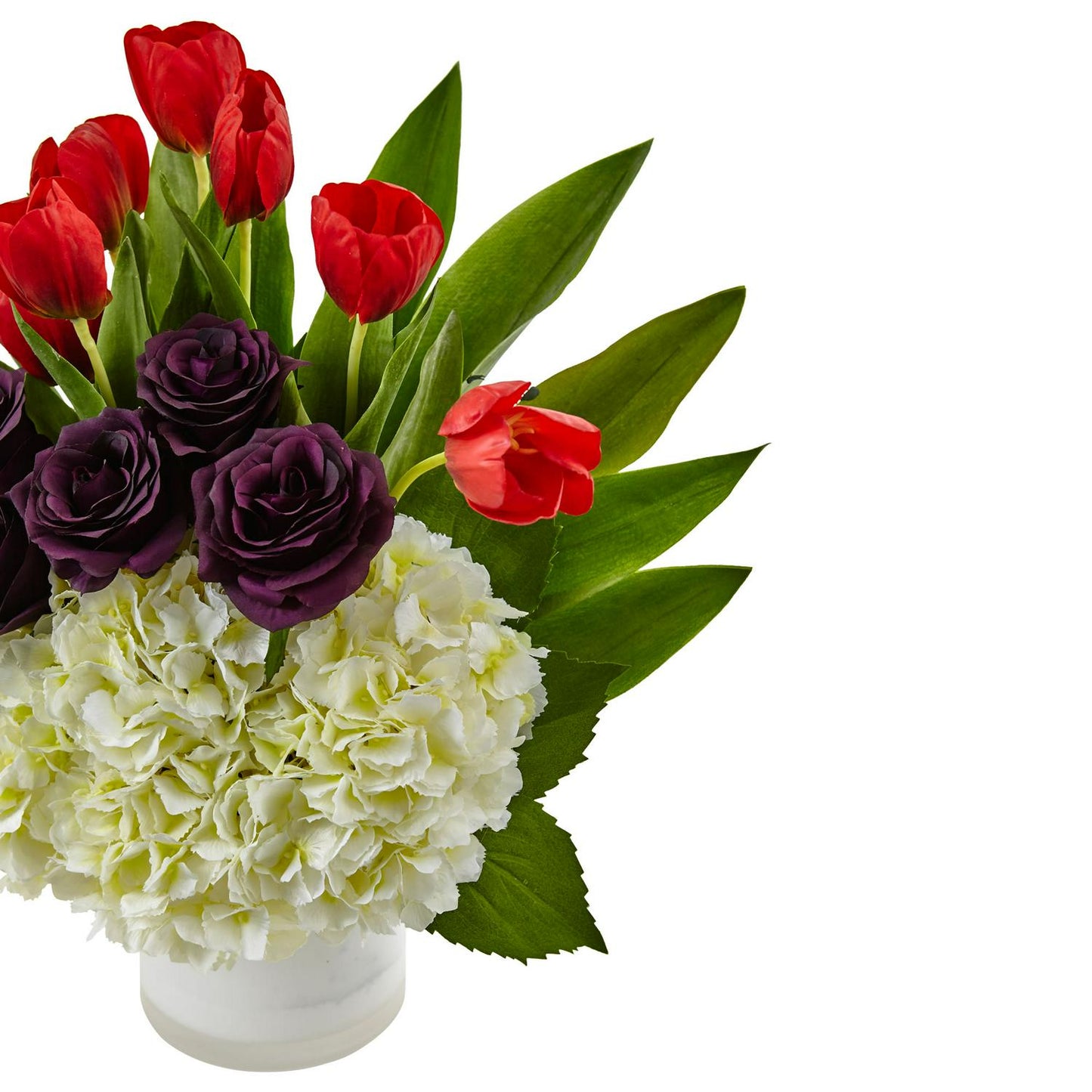 21” Tulip Rose and Hydrangea Arrangement - Scarvesnthangs