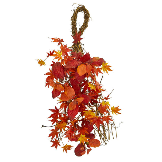 26” Japanese Maple, Magnolia Leaf, Berries Wreath - Scarvesnthangs