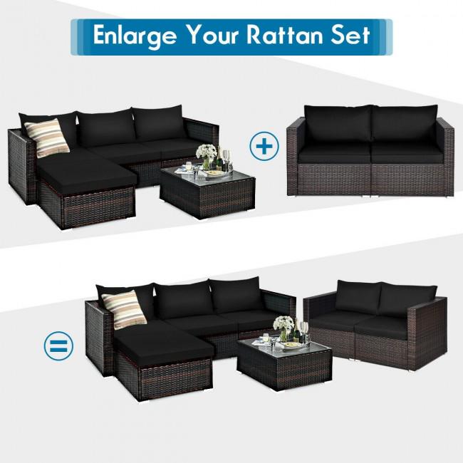 2 Pieces Patio Rattan Sectional Conversation Sofa Set - Scarvesnthangs