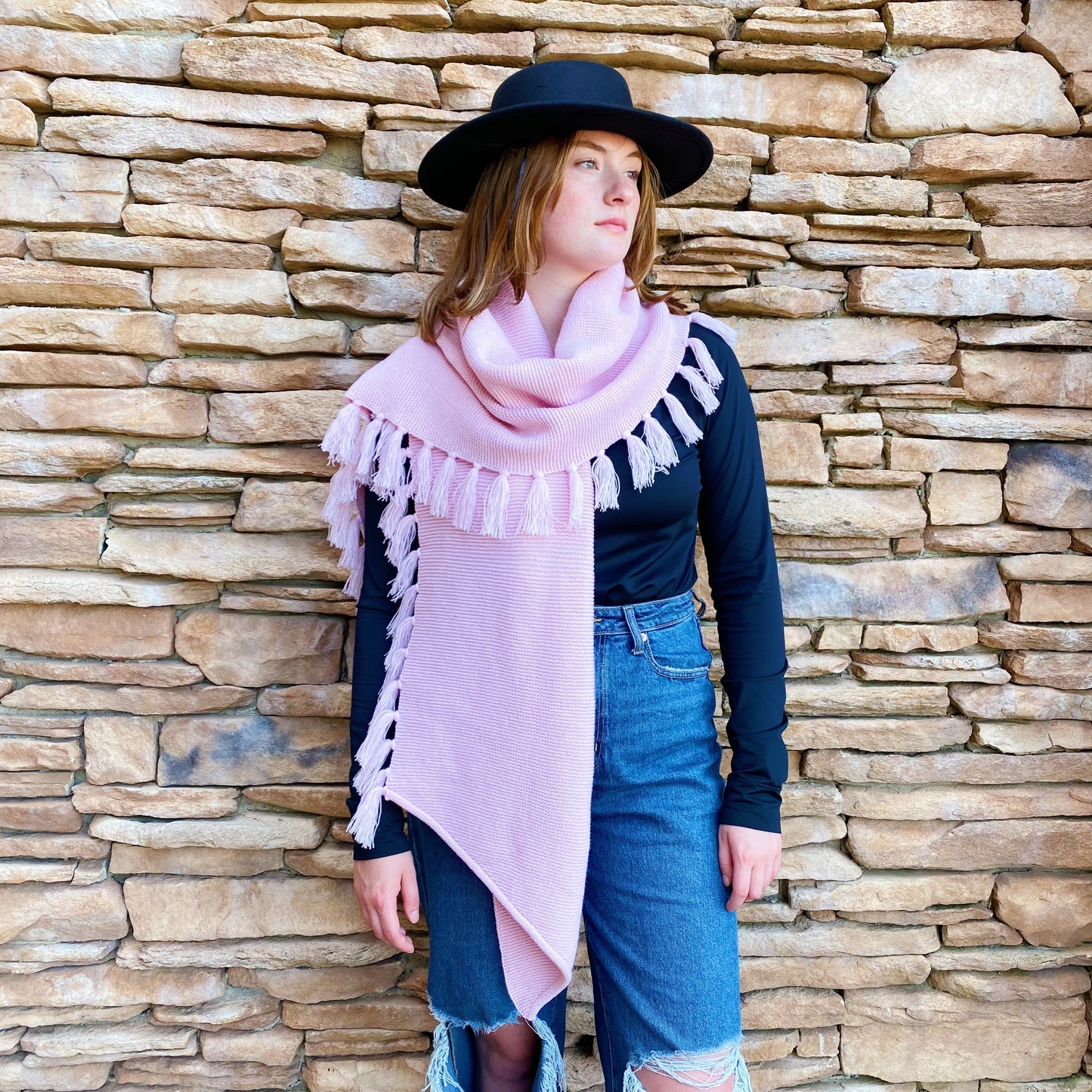 Feminine Fringe Blanket Scarf-0