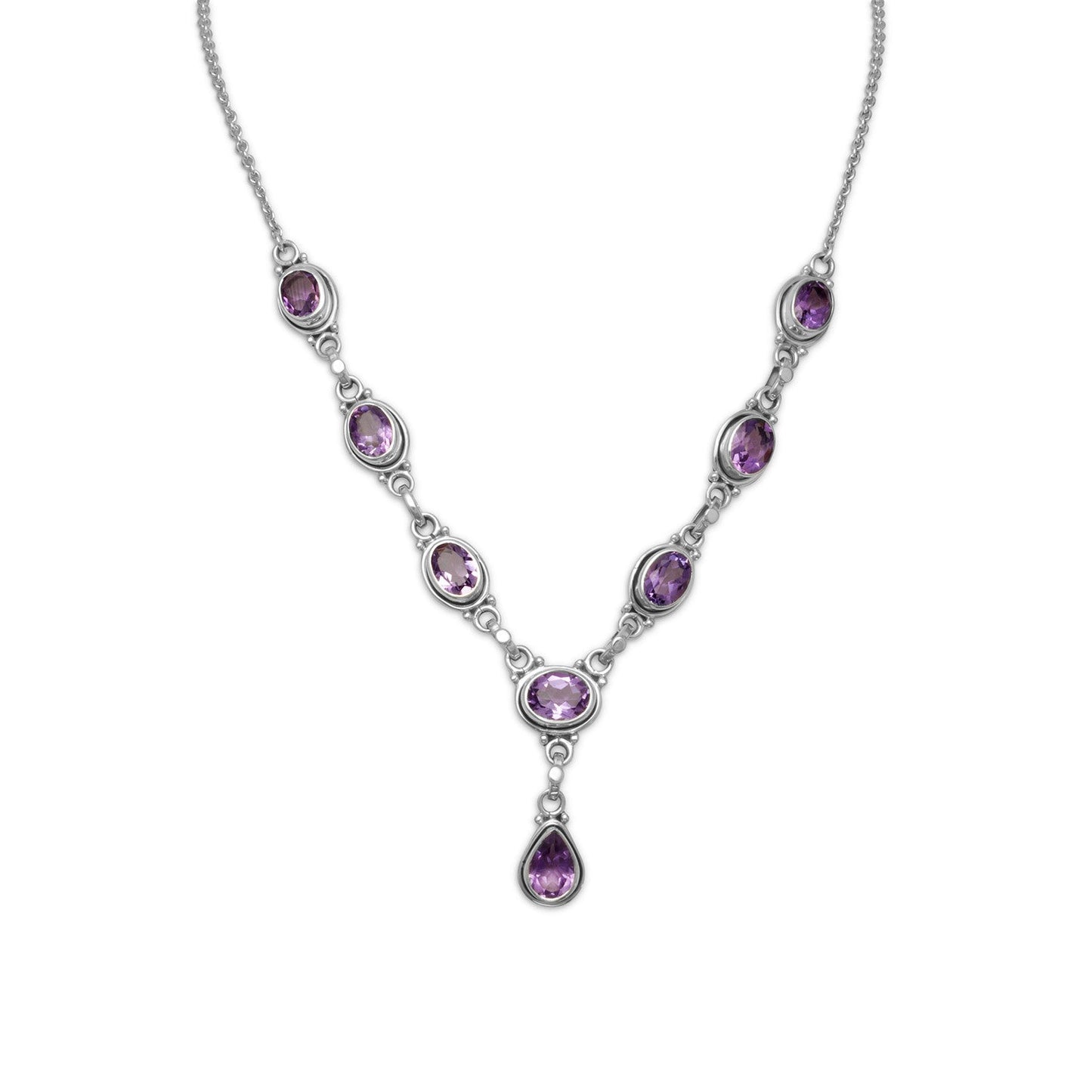 15+1 Extension Oval and Pear Shape Amethyst Necklace - Scarvesnthangs