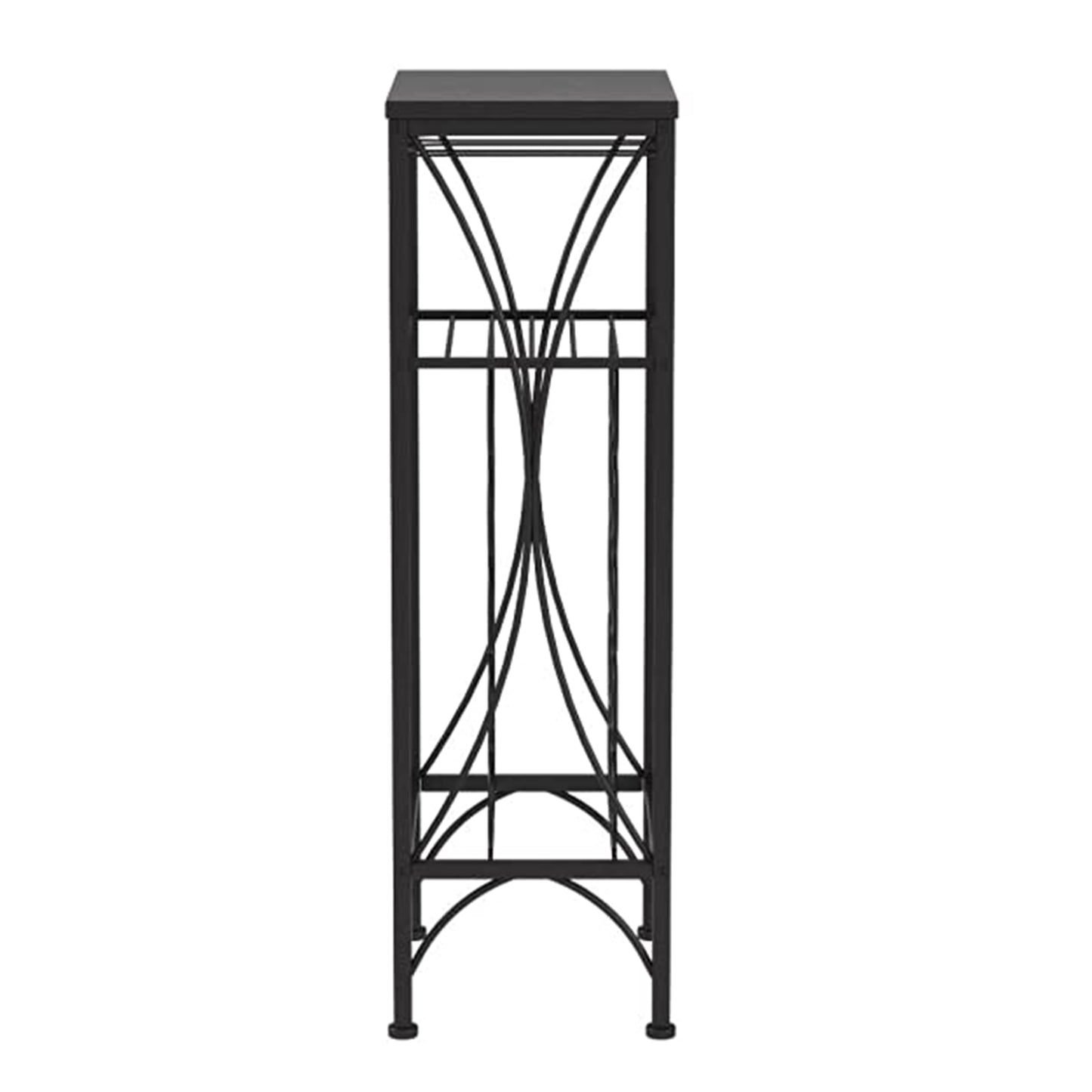 12.5" x 16.25" x 40.5" Black Metal Wine Bottle and Glass Rack Home Bar-3