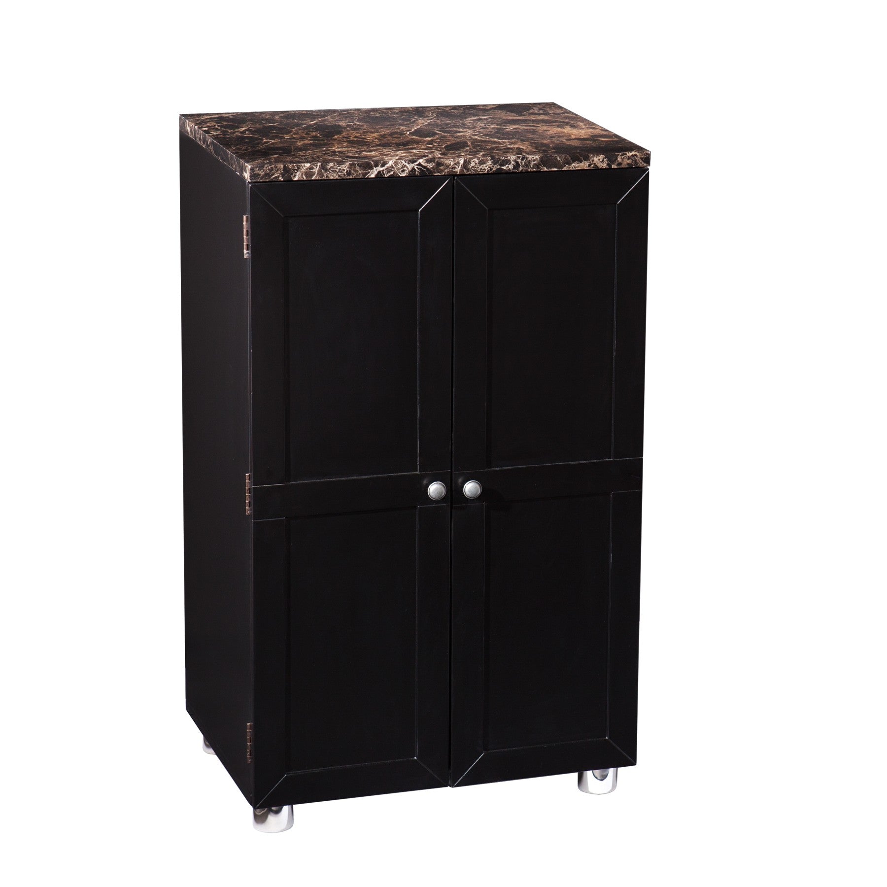 Metro Black Wood and Marble Bar Cabinet-3