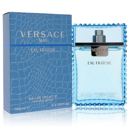 Versace Man by Versace Eau Fraiche Eau De Toilette Spray (Blue) 3.4 oz (Men) - Scarvesnthangs