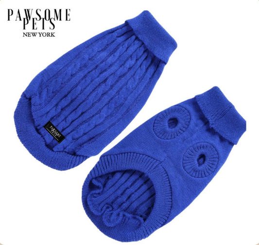 DOG AND CAT CABLE KNIT SWEATER - DARK BLUE-0