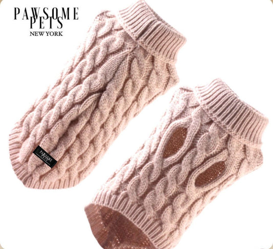 (EXTRA WARM) DOG AND CAT CABLE KNIT SWEATER - BEIGE-0