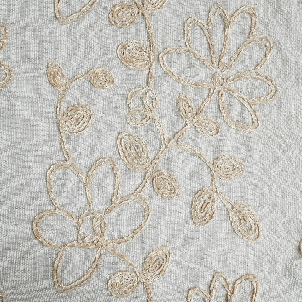 Set of Two 96"  Tan Floral Embroidered Window Panels - Scarvesnthangs