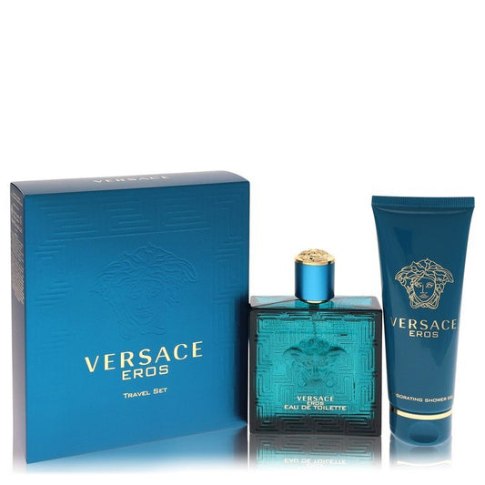 Versace Eros by Versace Gift Set -- 3.4 oz Eau De Toilette Spray + 3.4 oz Shower Gel (Men) - Scarvesnthangs
