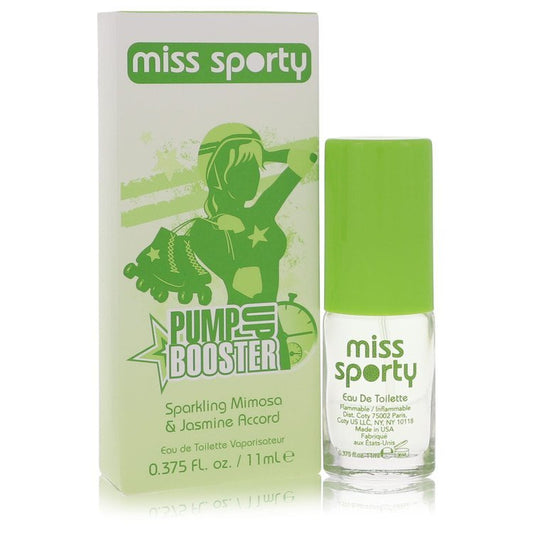 Miss Sporty Pump Up Booster by Coty Sparkling Mimosa & Jasmine Accord Eau De Toilette Spray .375 oz (Women) - Scarvesnthangs