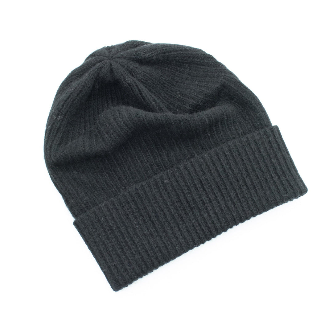 LADIES CASHMERE RIBBED HAT WITH FOLDED CUFF-9